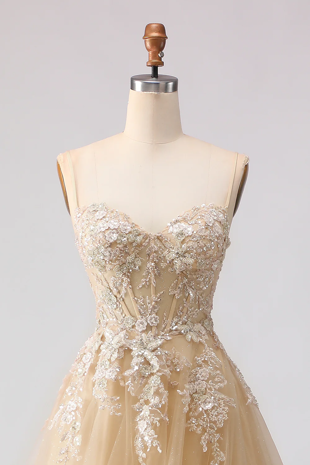 Sage Green A-Line Beaded Tulle Long Prom Dress with Embroidery - Image 11
