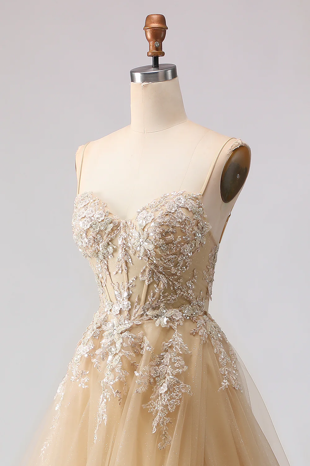 Sage Green A-Line Beaded Tulle Long Prom Dress with Embroidery - Image 13