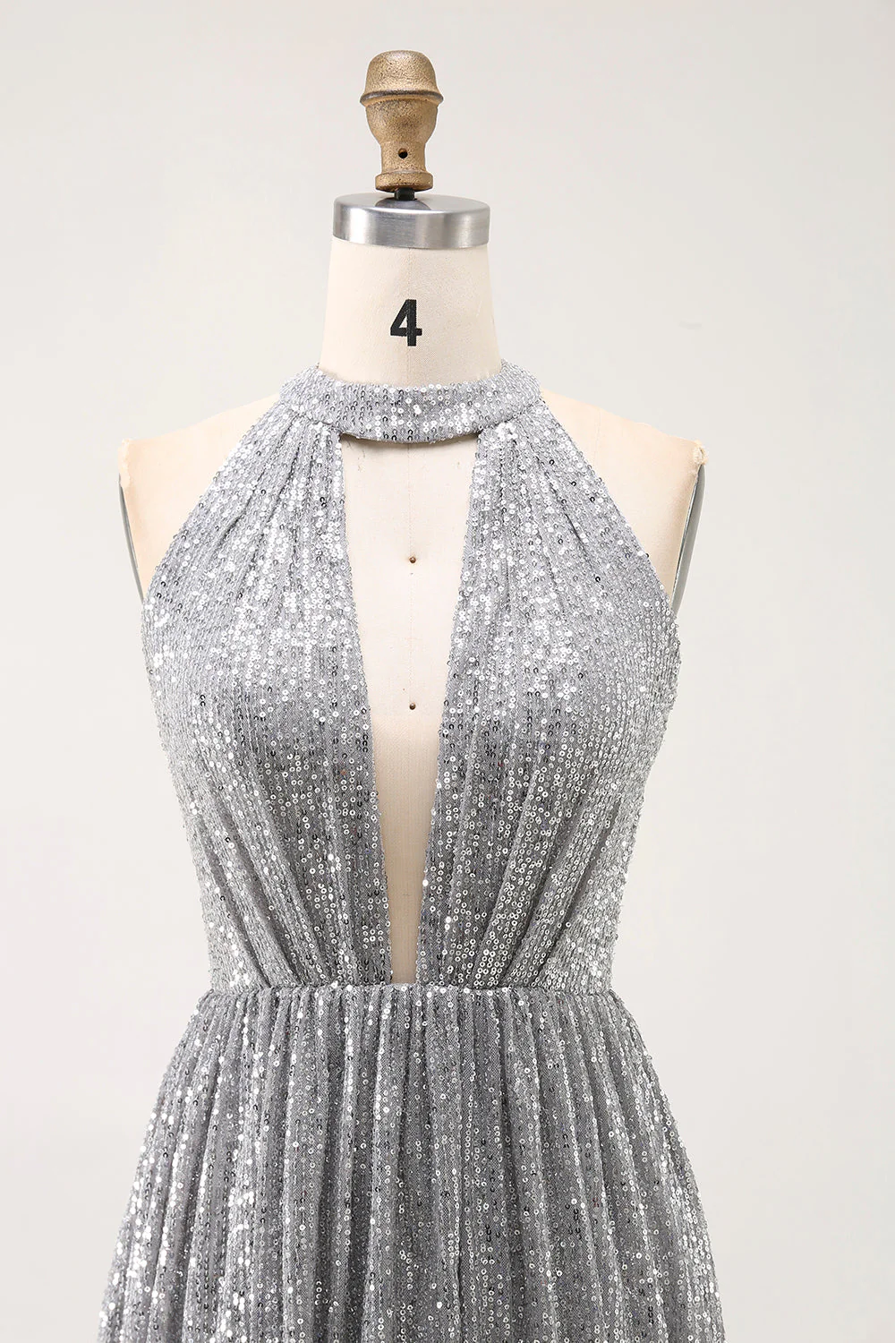 Sparkly Silver A-Line Cut Out Short Cocktail Dress - Image 6