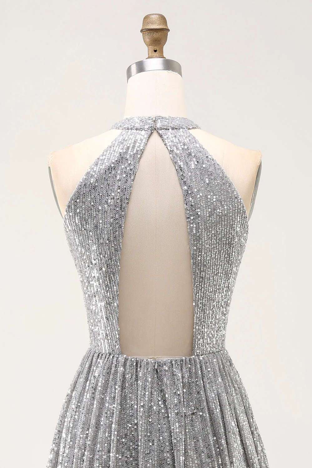 Sparkly Silver A-Line Cut Out Short Cocktail Dress - Image 7