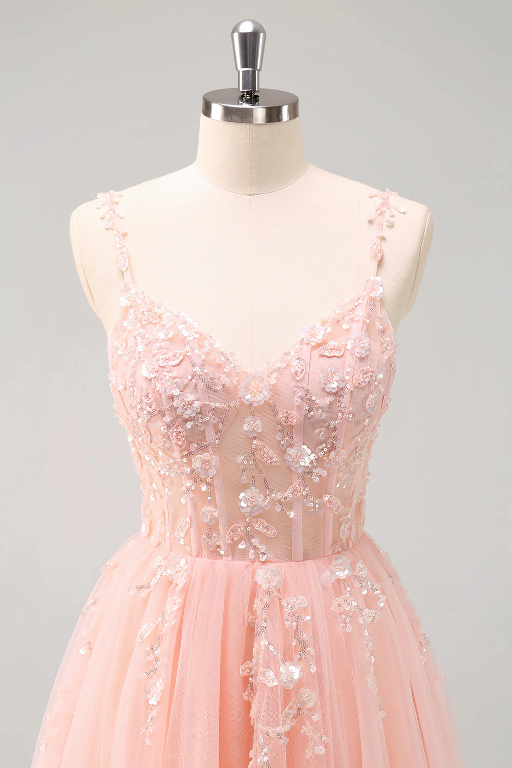 Sparkly A-Line Royal Blue Spaghetti Straps Corset Long Prom Dress - Image 11