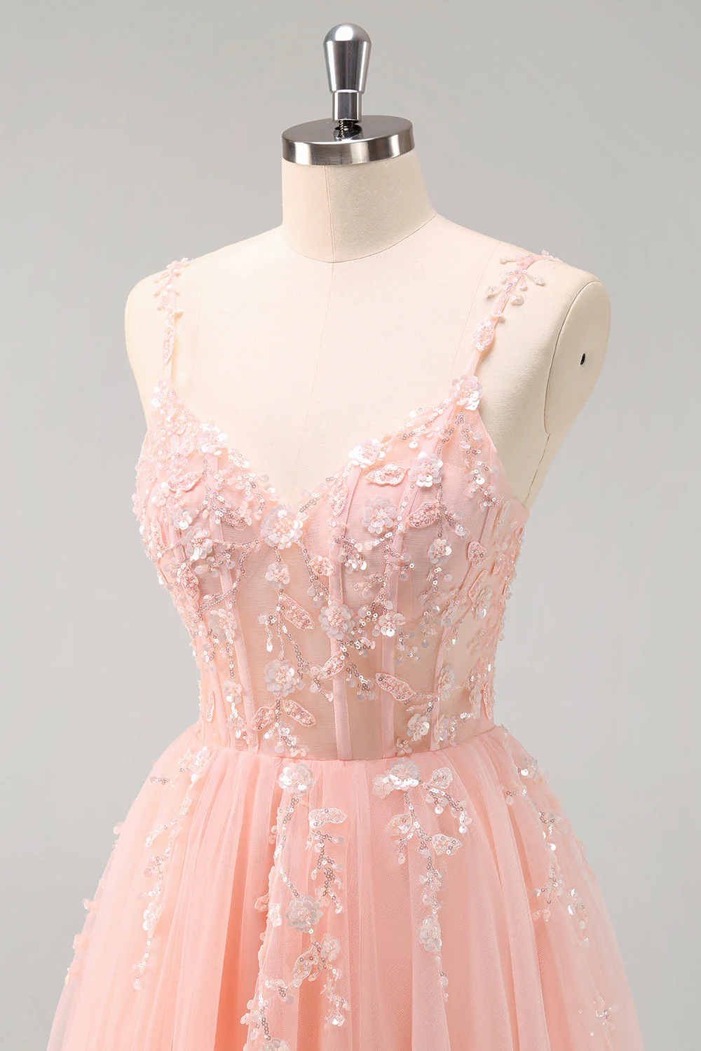 Sparkly A-Line Royal Blue Spaghetti Straps Corset Long Prom Dress - Image 13