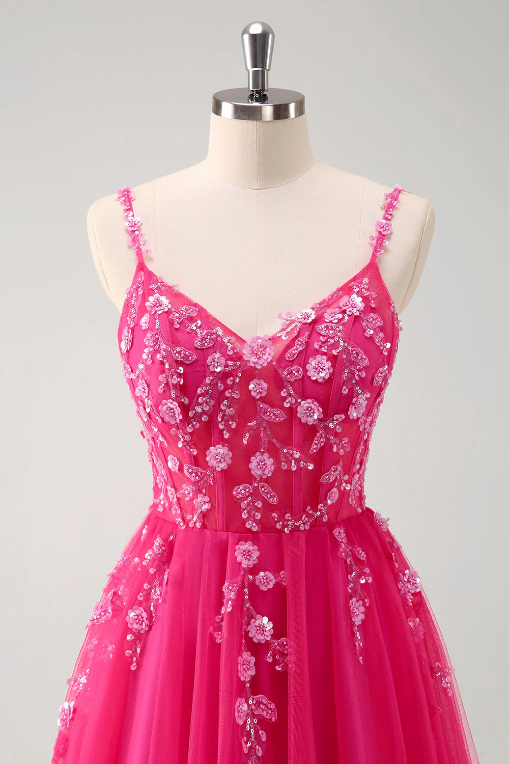 Sparkly A-Line Royal Blue Spaghetti Straps Corset Long Prom Dress - Image 18