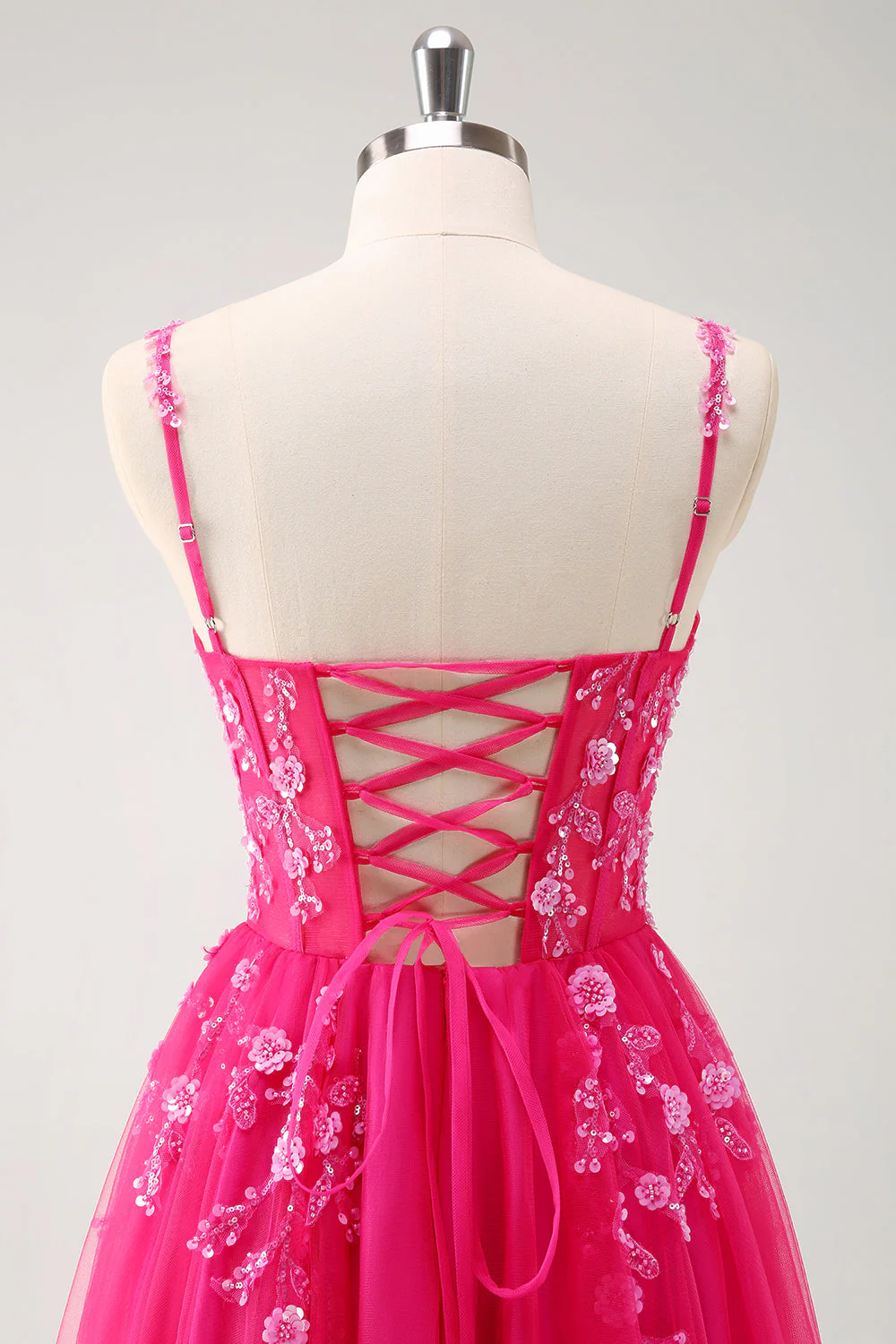 Sparkly A-Line Royal Blue Spaghetti Straps Corset Long Prom Dress - Image 19