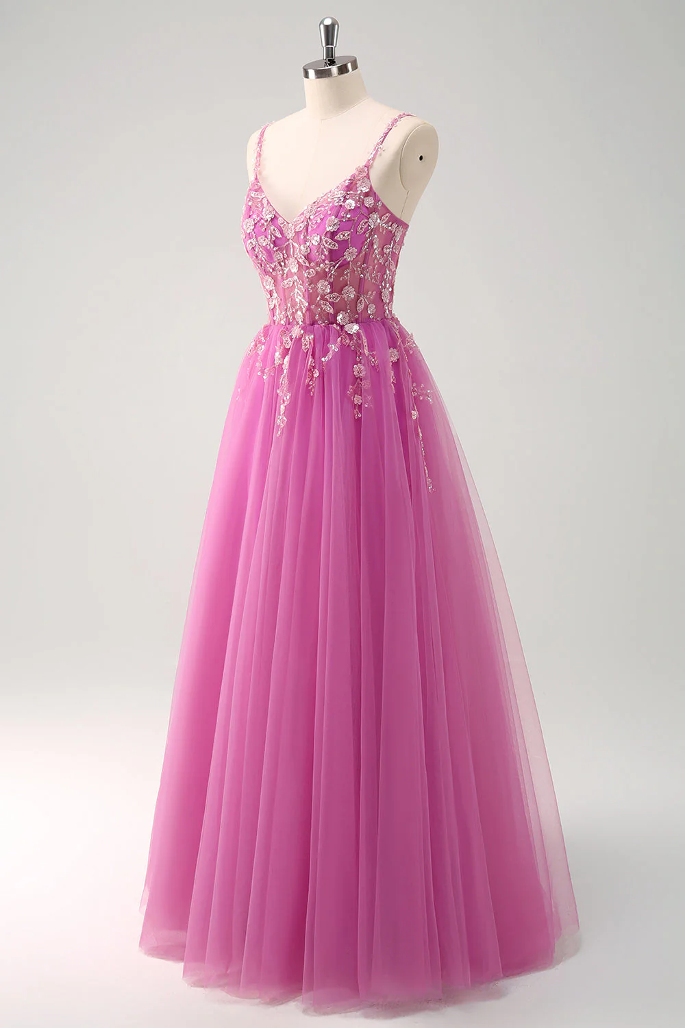 Sparkly A-Line Royal Blue Spaghetti Straps Corset Long Prom Dress - Image 31