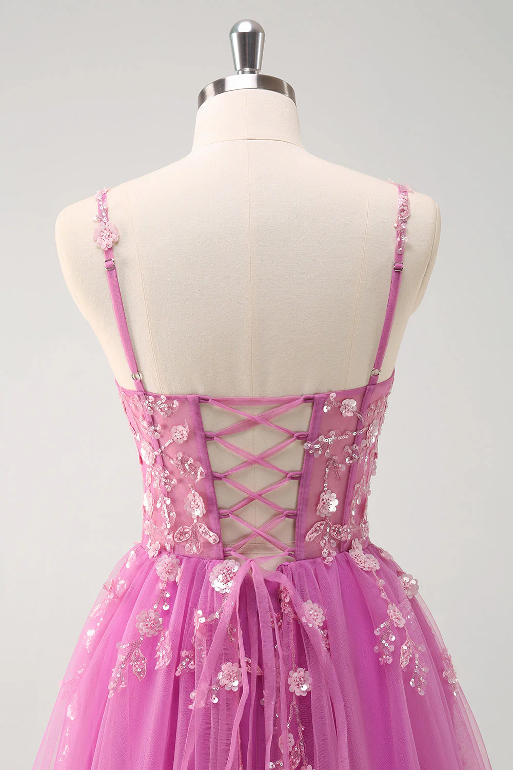 Sparkly A-Line Royal Blue Spaghetti Straps Corset Long Prom Dress - Image 33