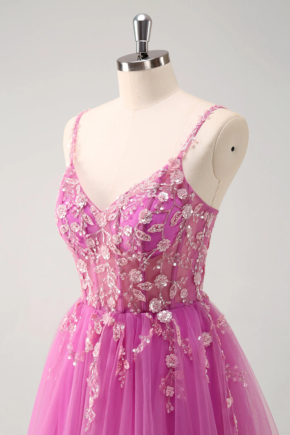 Sparkly A-Line Royal Blue Spaghetti Straps Corset Long Prom Dress - Image 34