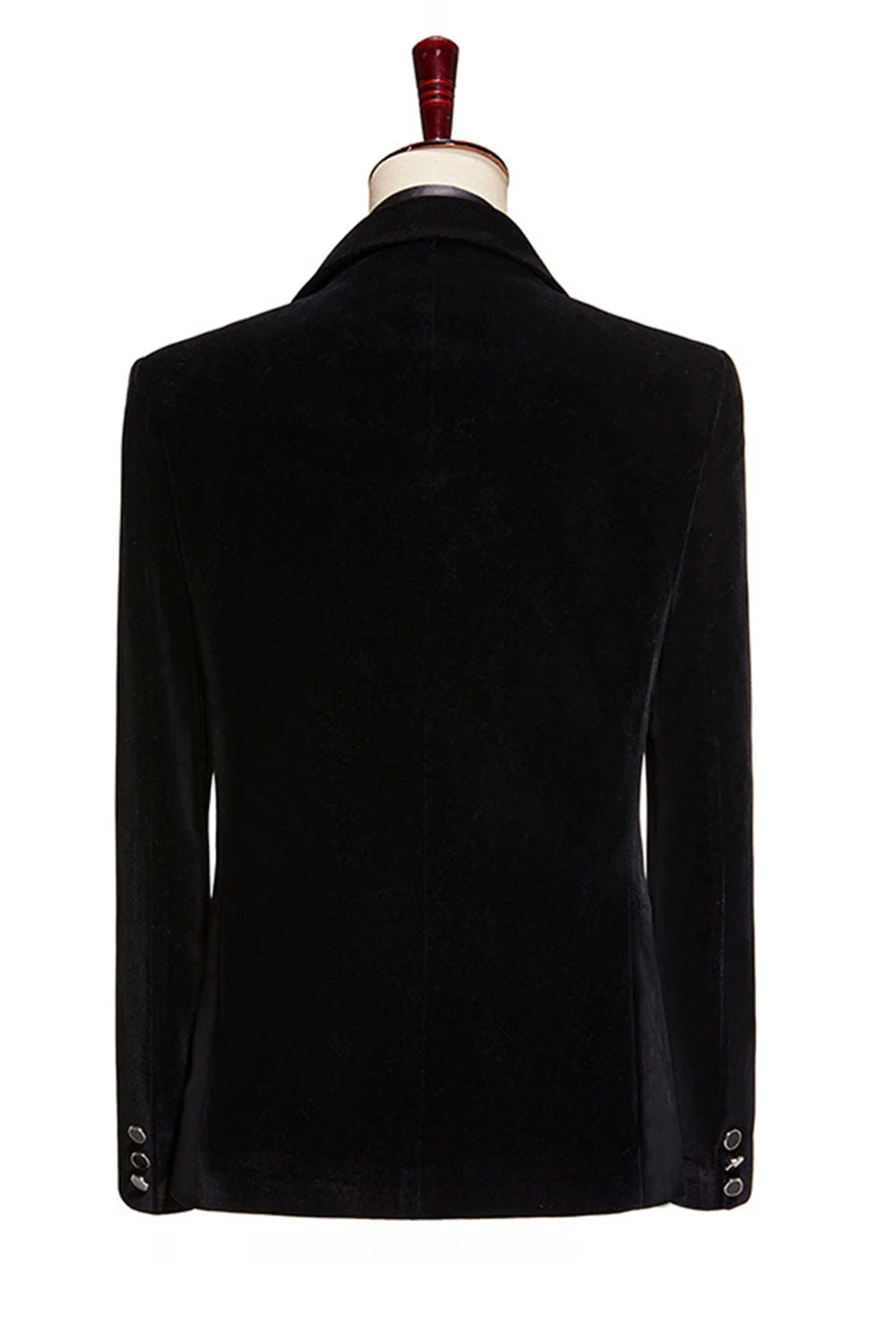 Sparkly Black 2-piece Peaked Lapel Velvet Men's Prom Suits - Image 3
