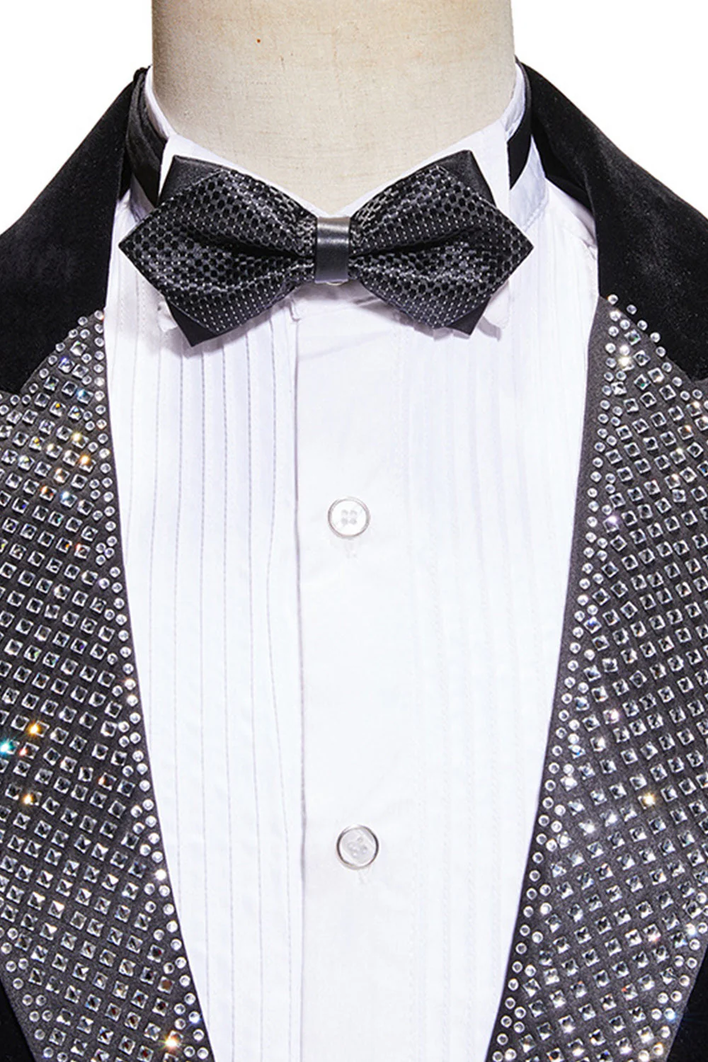 Sparkly Black 2-piece Peaked Lapel Velvet Men's Prom Suits - Image 4