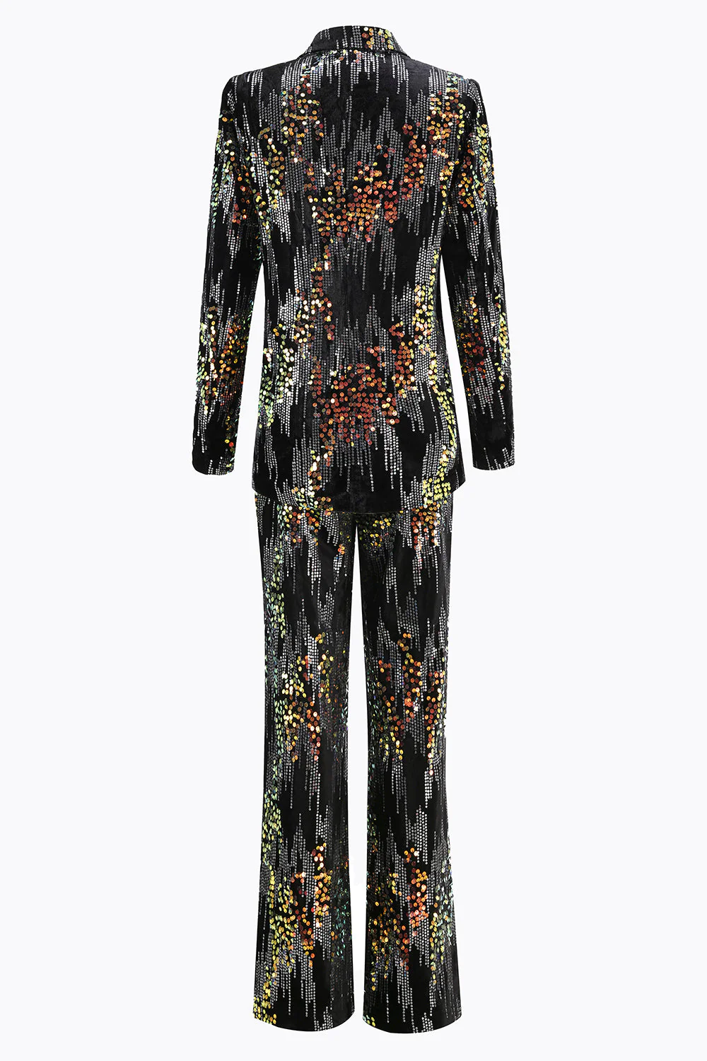 Sparkly Black Peak Lapel 2 Piece Women's Prom Suit - Image 2