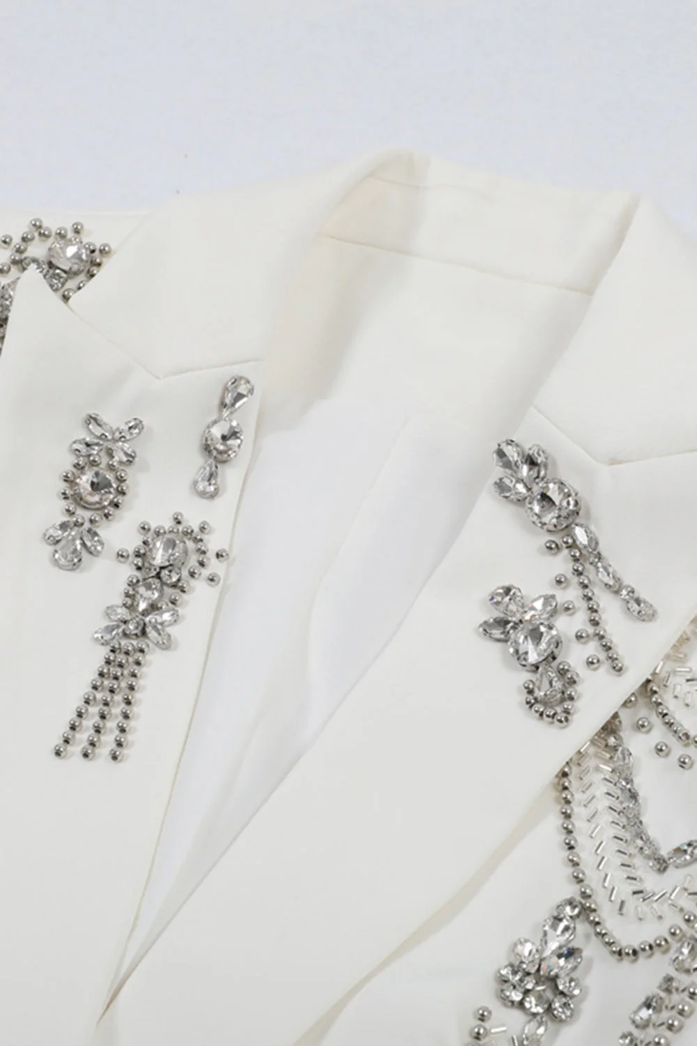 Sparkly Black Peak Lapel Single Breasted Women Prom Blazer with Rhinestones - Image 8