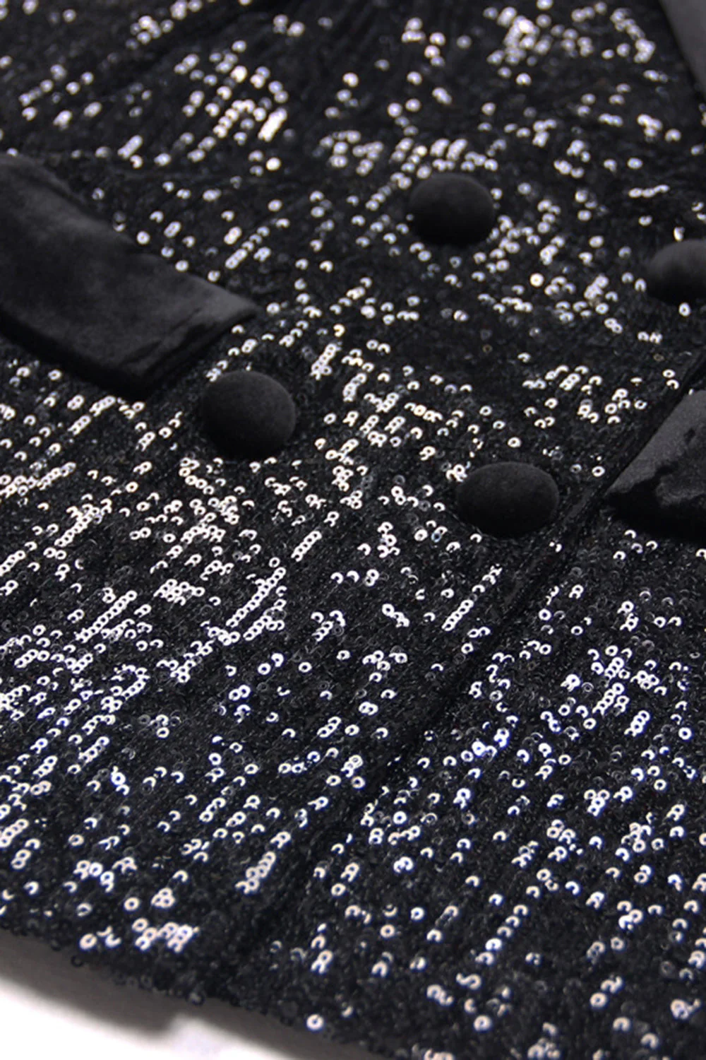 Sparkly Black Sequin Peak Lapel Double Breasted Women Prom Blazer - Image 4