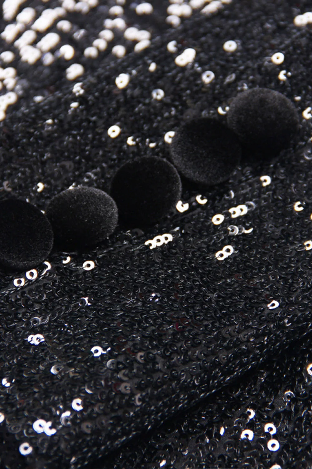 Sparkly Black Sequin Peak Lapel Double Breasted Women Prom Blazer - Image 5