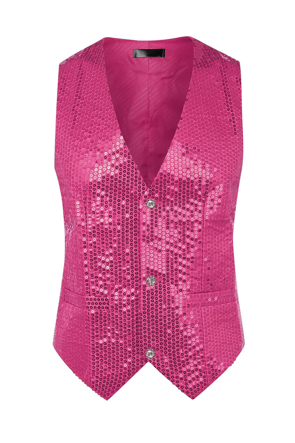 Sparkly Black Single Breasted V-Neck Men's Suit Vest with Sequins - Image 13