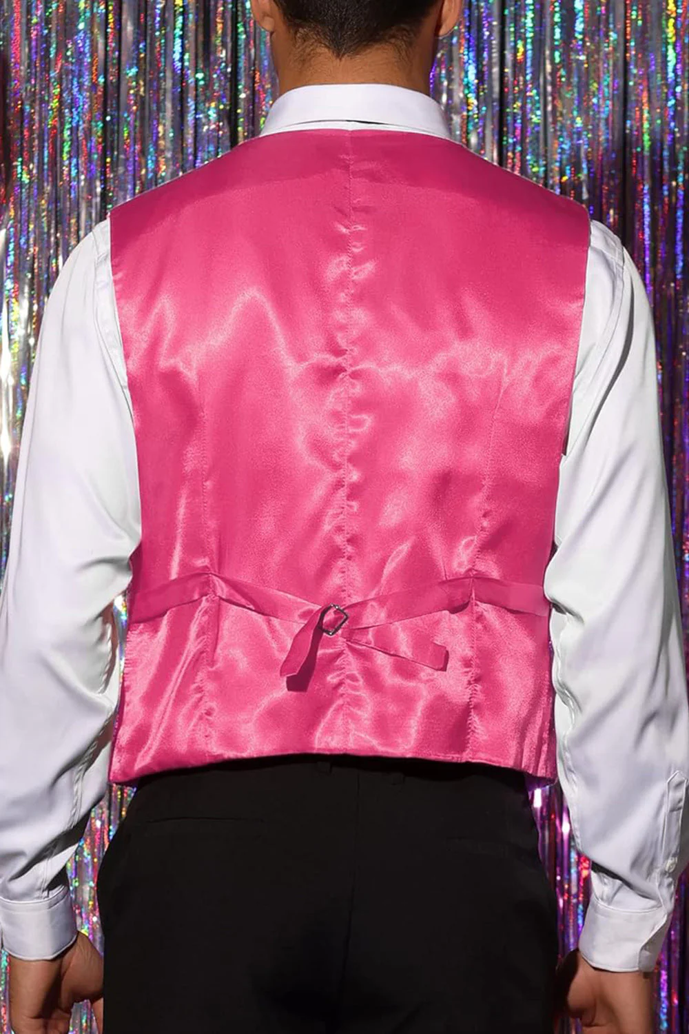 Sparkly Black Single Breasted V-Neck Men's Suit Vest with Sequins - Image 14
