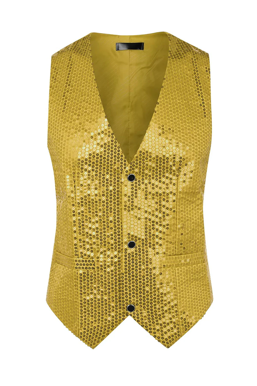 Sparkly Black Single Breasted V-Neck Men's Suit Vest with Sequins - Image 16
