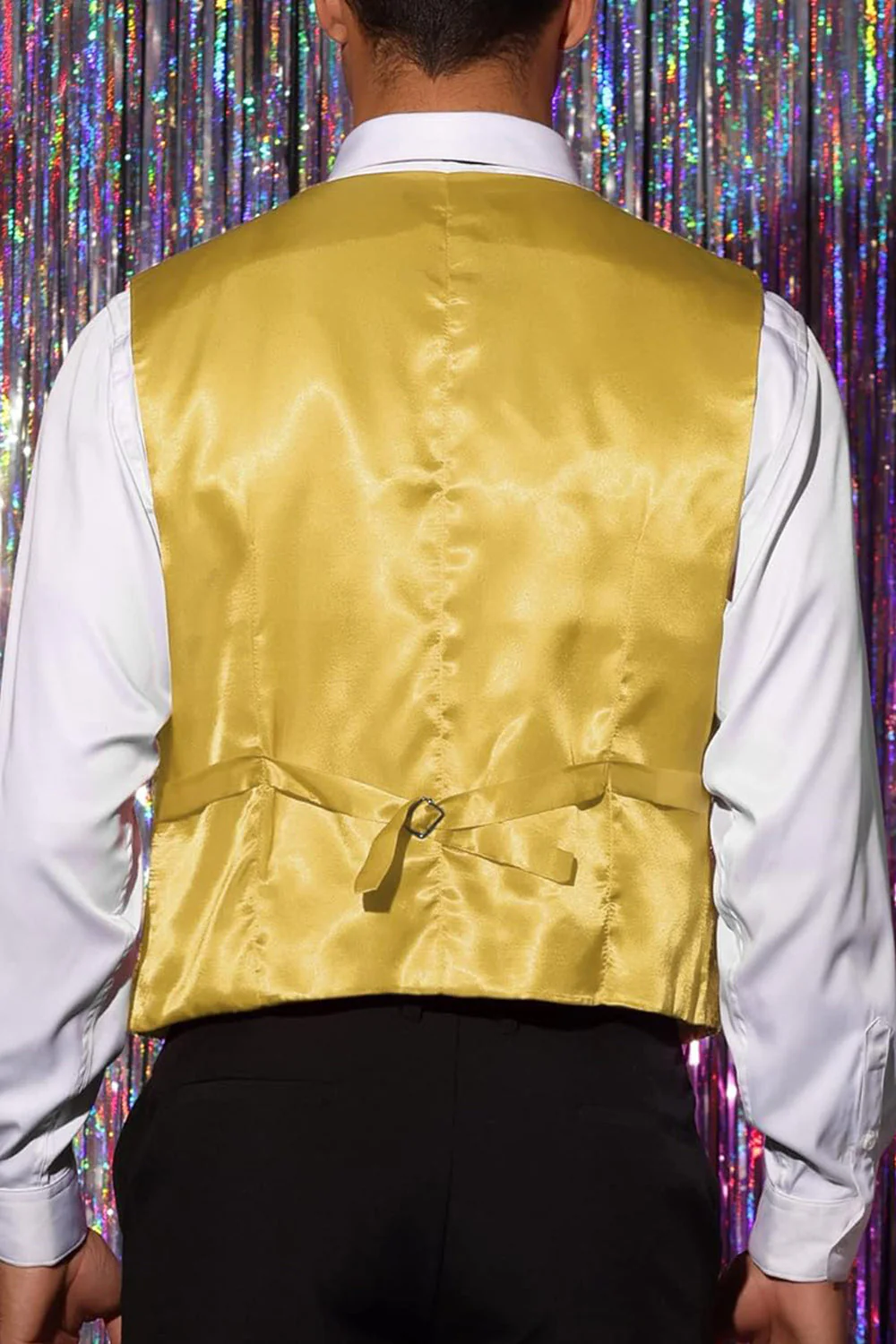 Sparkly Black Single Breasted V-Neck Men's Suit Vest with Sequins - Image 17