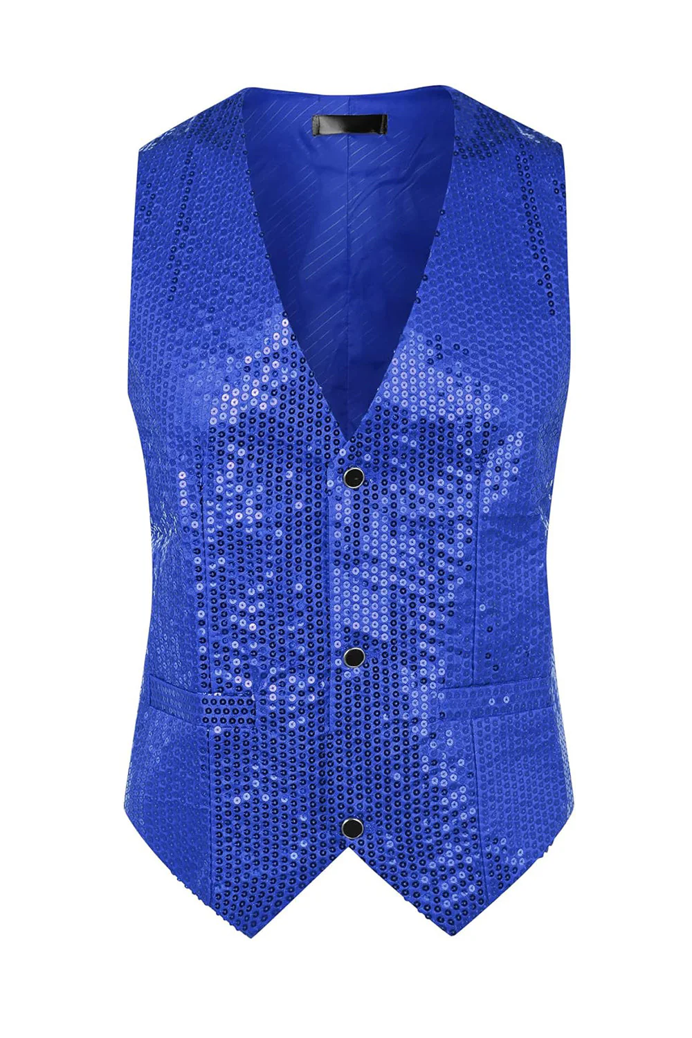 Sparkly Black Single Breasted V-Neck Men's Suit Vest with Sequins - Image 19