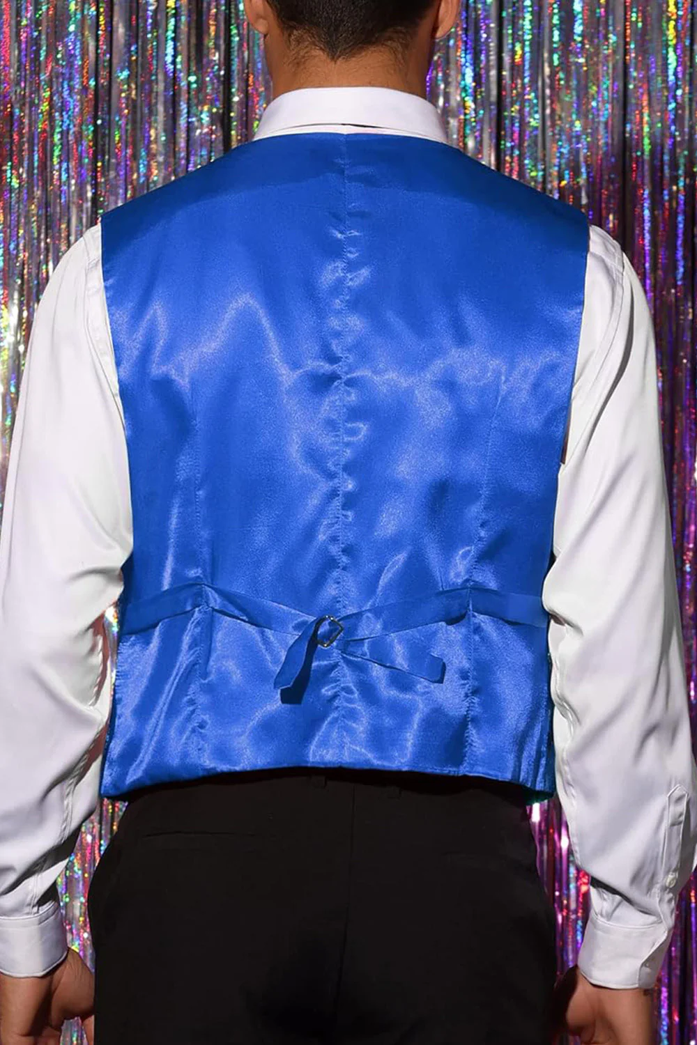 Sparkly Black Single Breasted V-Neck Men's Suit Vest with Sequins - Image 20