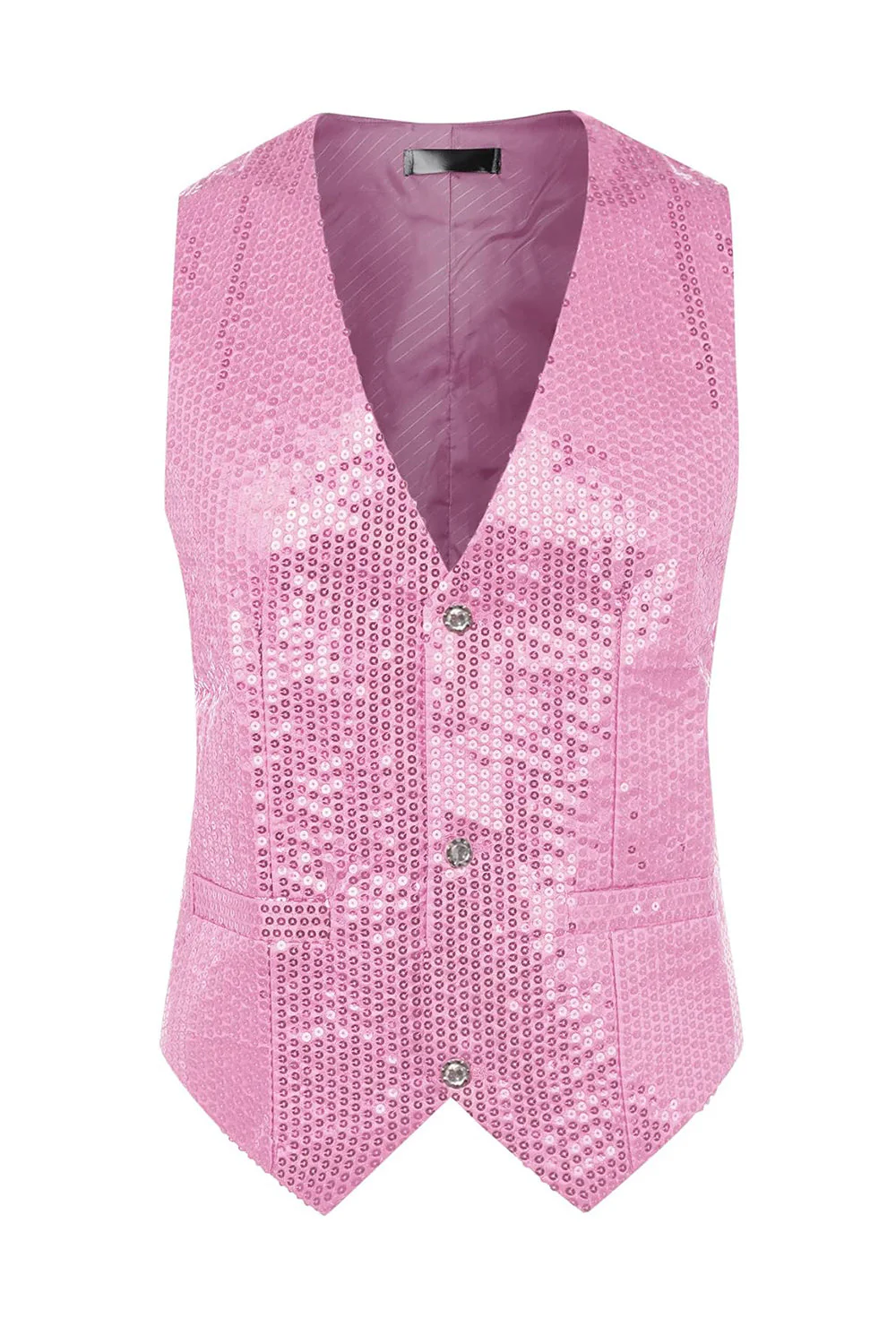 Sparkly Black Single Breasted V-Neck Men's Suit Vest with Sequins - Image 4