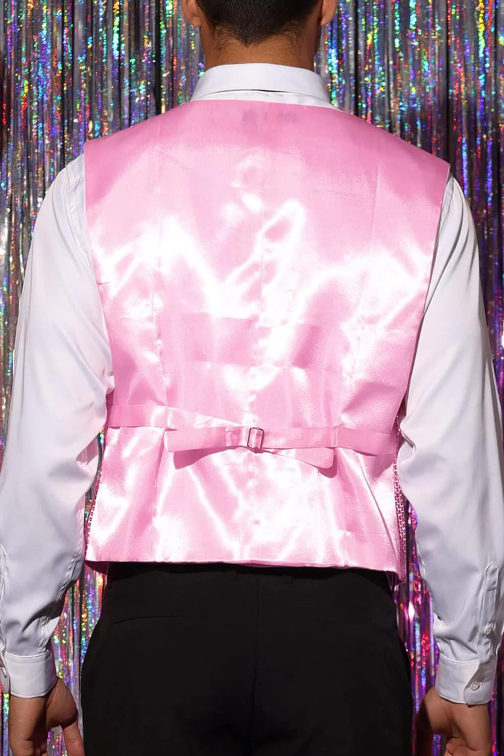 Sparkly Black Single Breasted V-Neck Men's Suit Vest with Sequins - Image 5