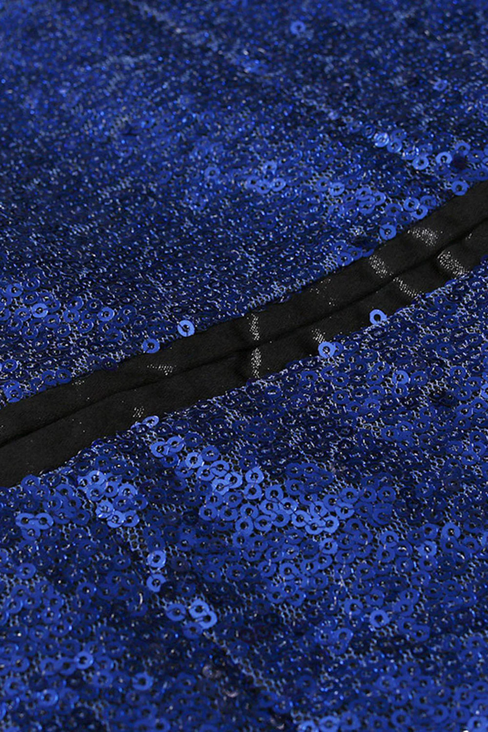 Sparkly Blue Shawl Lapel One Button Men's Prom Blazer - Image 3