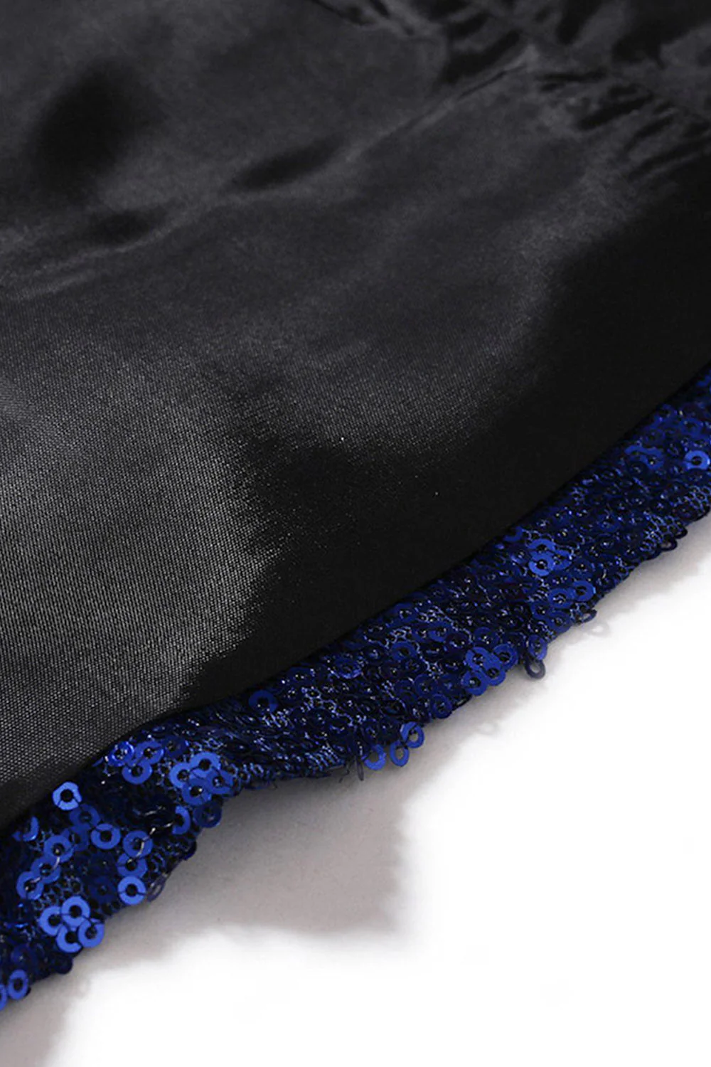 Sparkly Blue Shawl Lapel One Button Men's Prom Blazer - Image 6