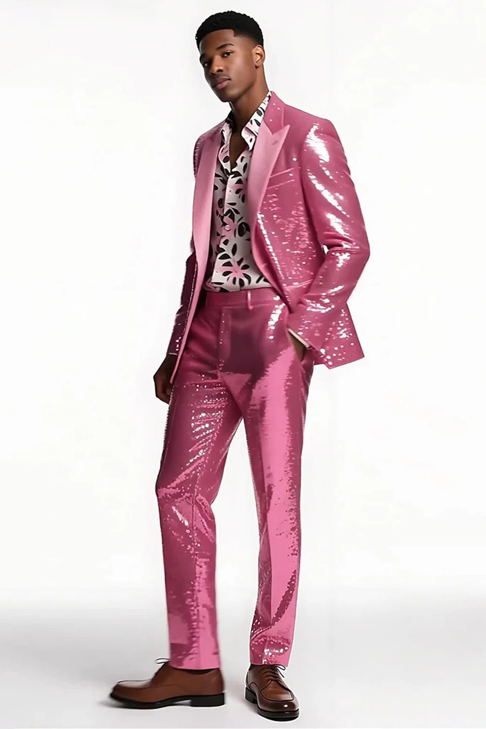Sparkly Blush Peak Lapel 2 Piece Men's Prom Suits - Image 3