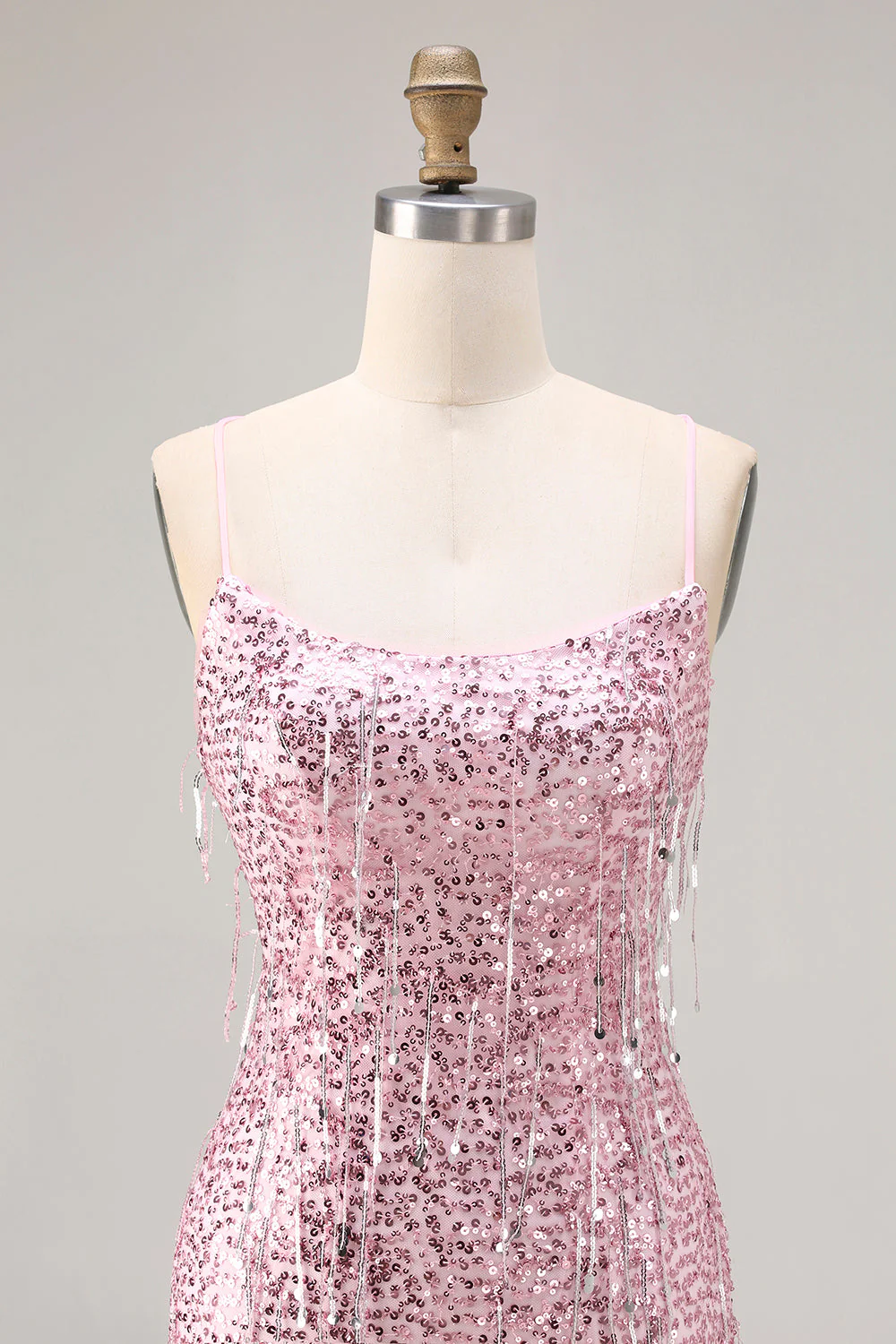 Sparkly Burgundy Mermaid Sequins Lace Up Back Long Prom Dress with Slit - Image 10