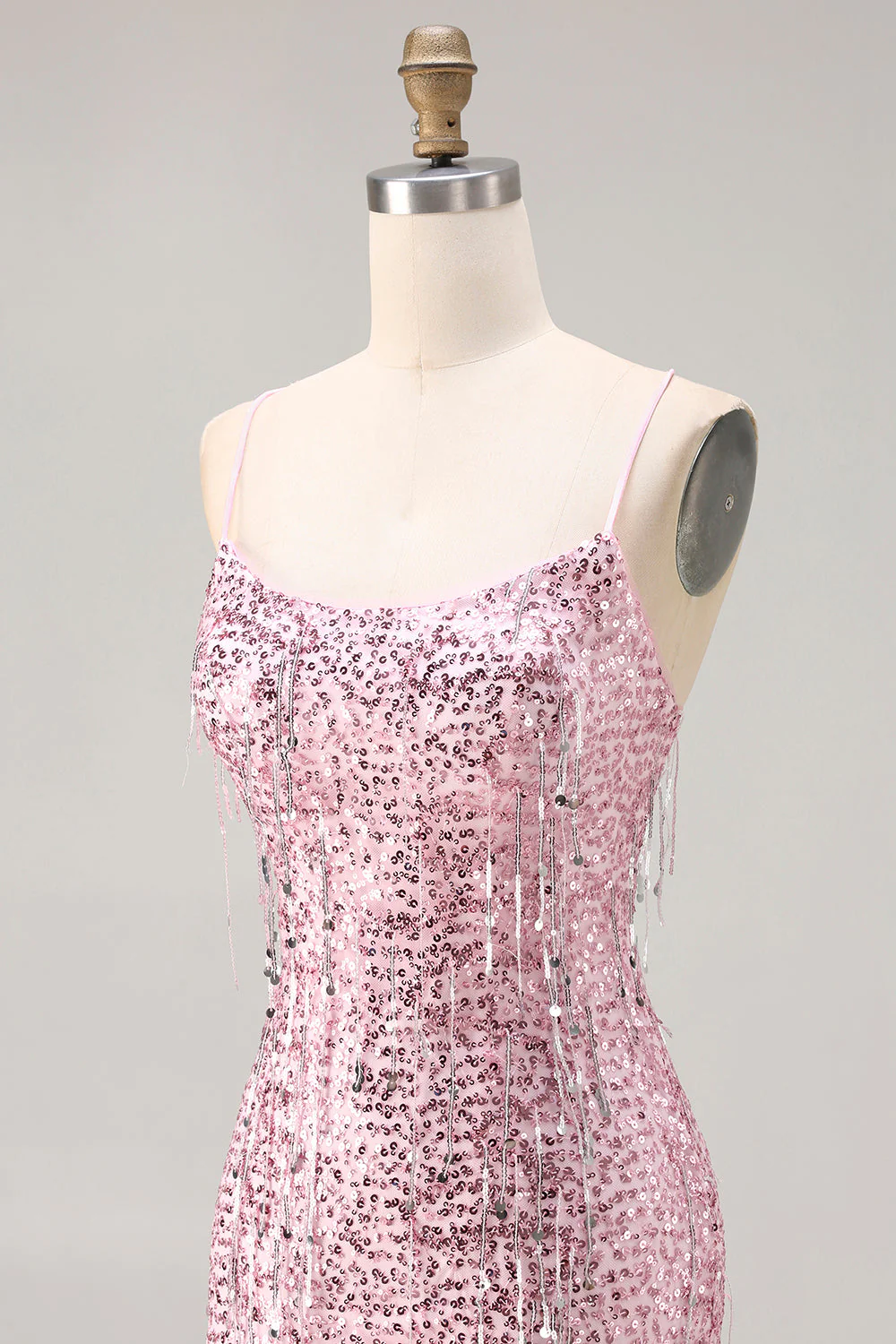 Sparkly Burgundy Mermaid Sequins Lace Up Back Long Prom Dress with Slit - Image 12
