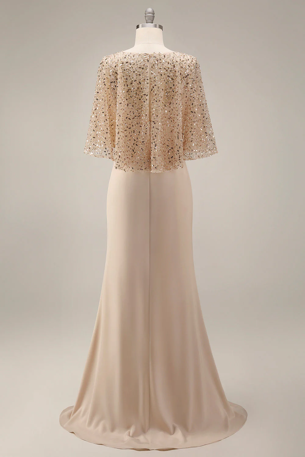 Sparkly Champagne Long Mermaid Sequin Mother of the Bride Dress - Image 2