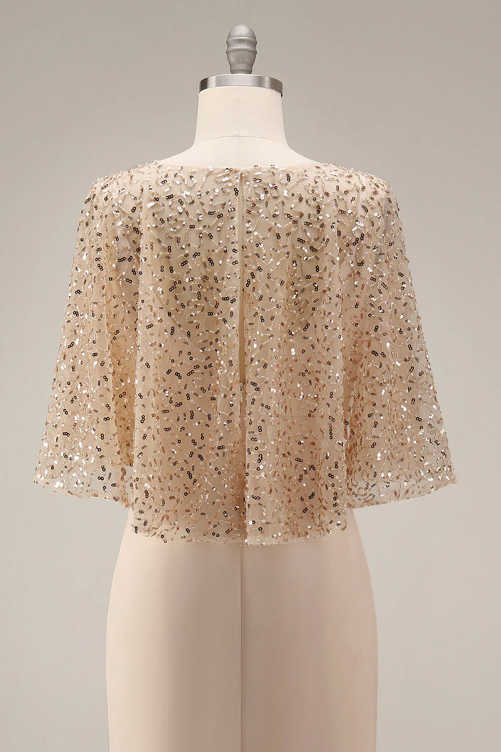 Sparkly Champagne Long Mermaid Sequin Mother of the Bride Dress - Image 5