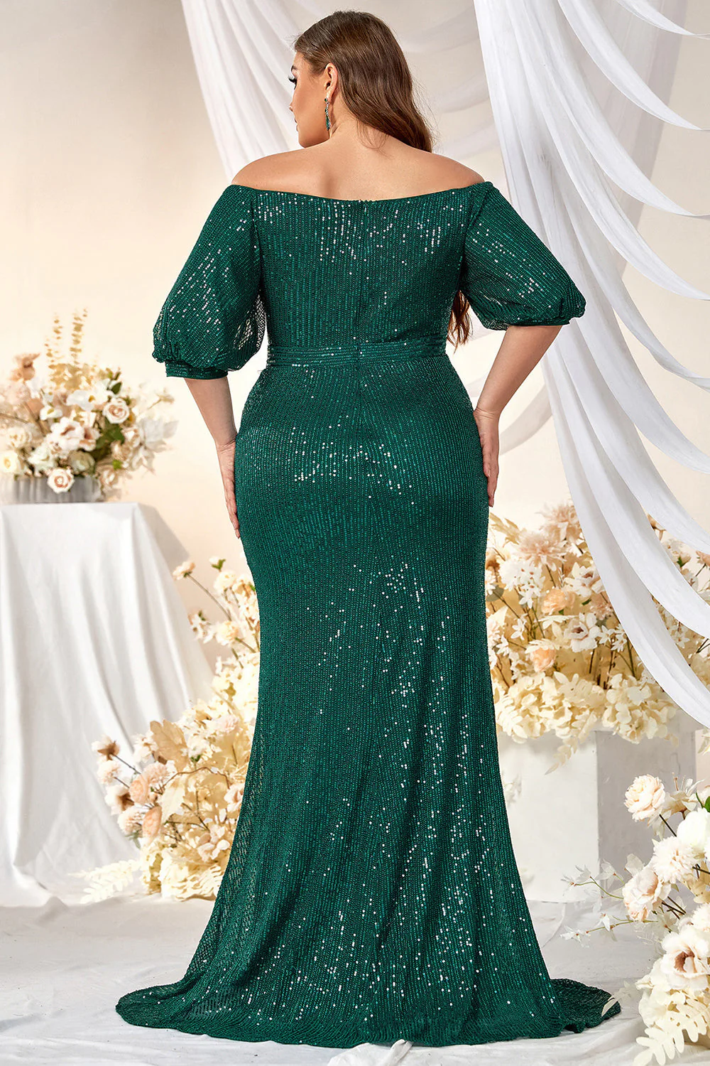 Sparkly Champagne Long Mother of the Bride Dress - Image 7