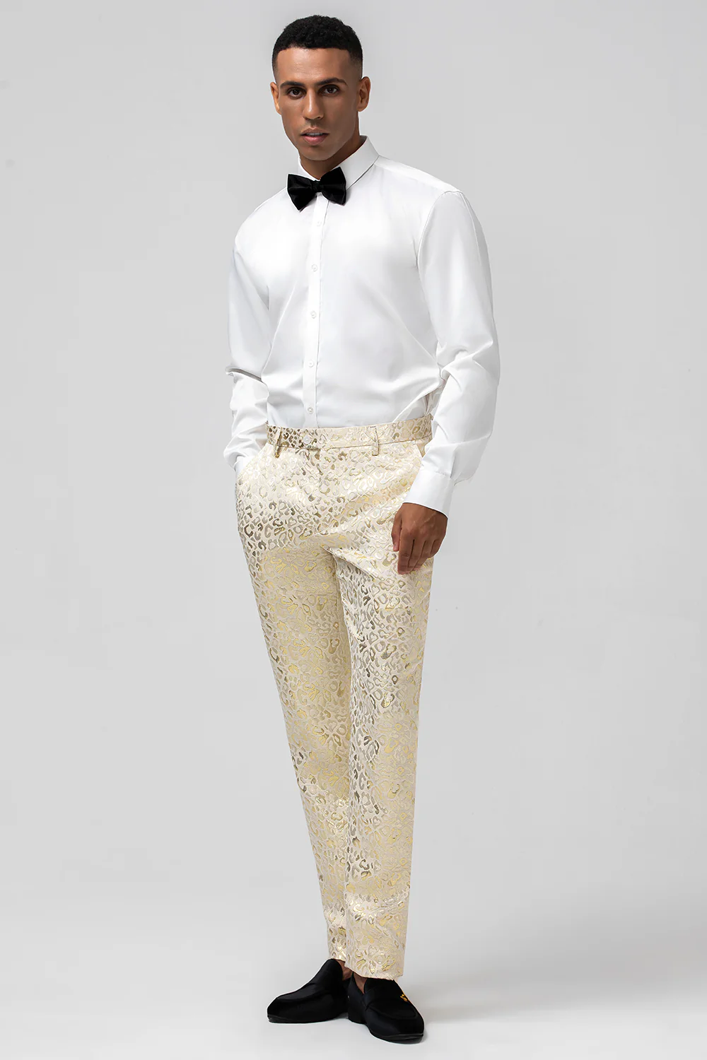 Sparkly Champagne Shawl Lapel Jacquard 2 Pieces Men's Suits - Image 6