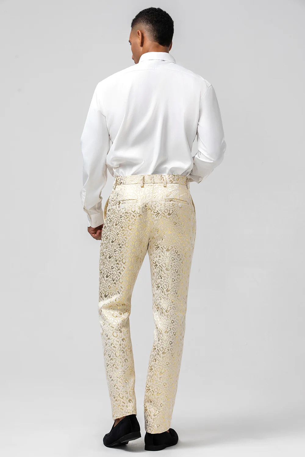 Sparkly Champagne Shawl Lapel Jacquard 2 Pieces Men's Suits - Image 7