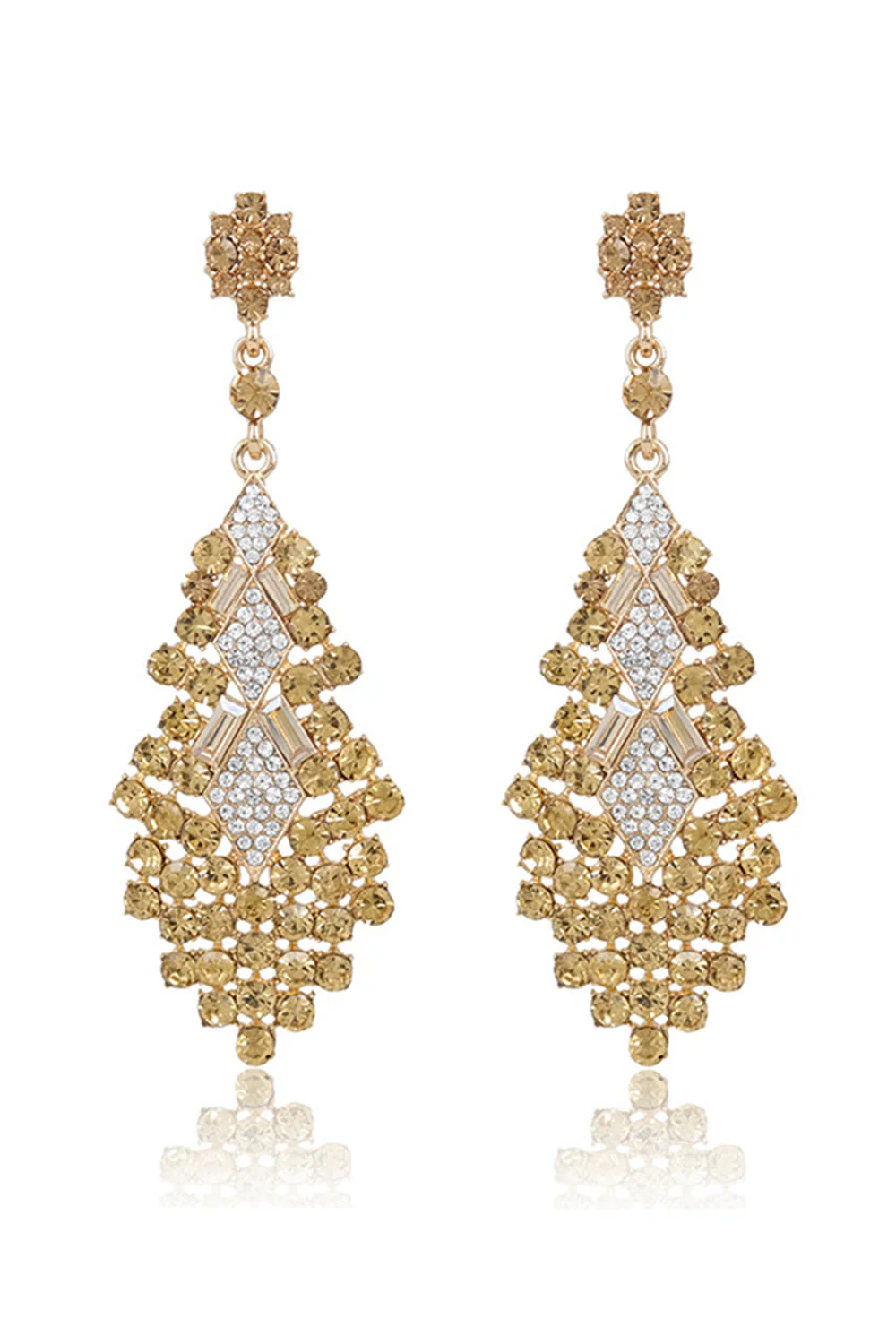 Sparkly Champagne Teardrop Party Drop Earrings with Rhinestones - Image 4