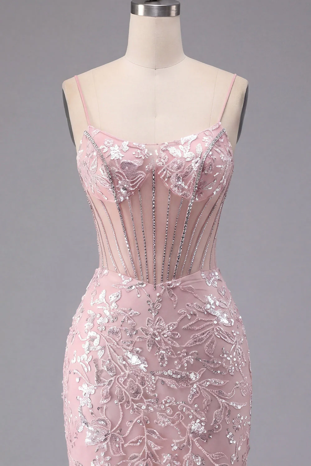 Sparkly Dark Green Sheer Corset Bodycon Sequin Cocktail Dress - Image 11