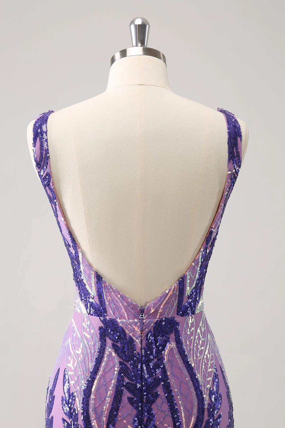 Glitter Fuchsia V Neck Tight Backless Short Graduation Dress with Sequins - Image 20