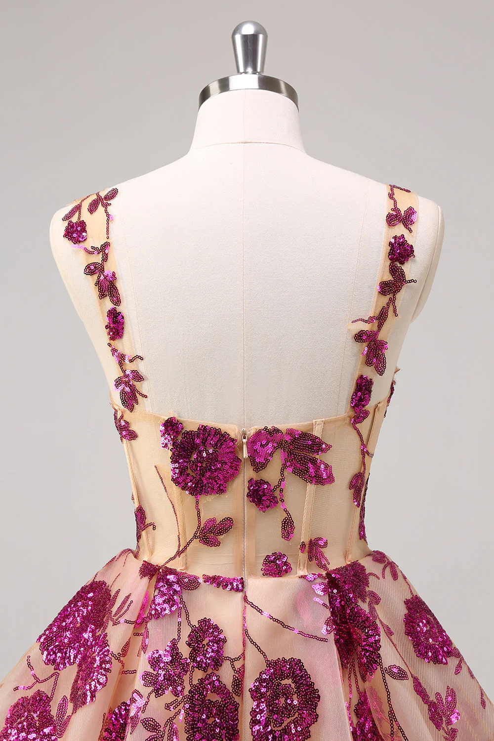 Sparkly White A-Line Floral Corset Short Graduation Dress - Image 12