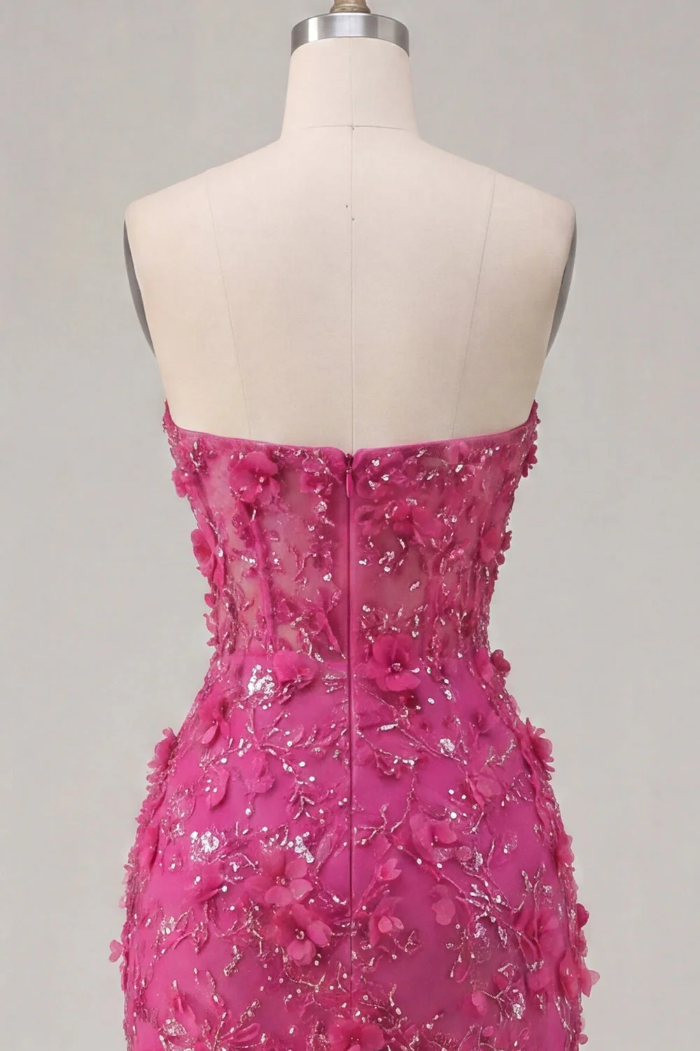 Sweetheart Fuchsia 3D Flowers Bodycon Short Corset Cocktail Dress - Image 6