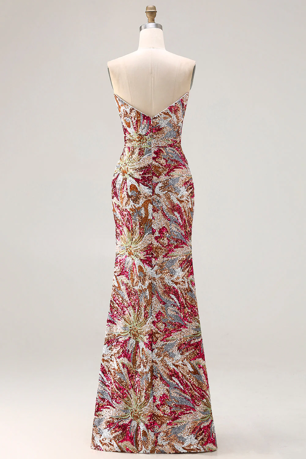 Sparkly Fuchsia Mermaid Sweetheart Sequins Florla Long Prom Dress with Slit - Image 2