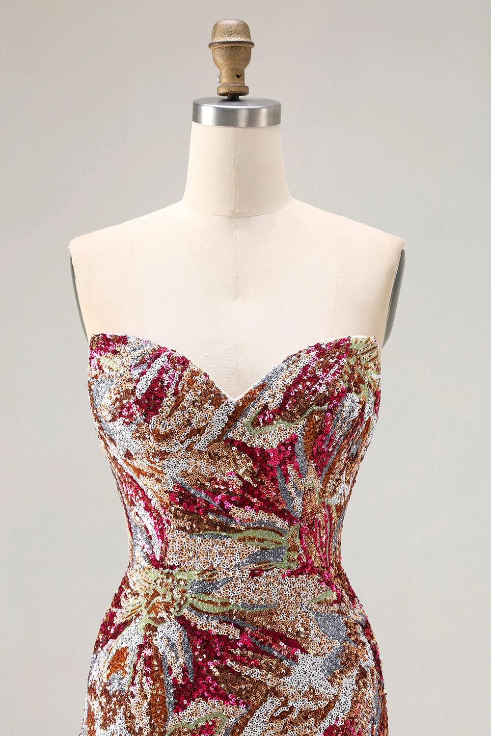 Sparkly Fuchsia Mermaid Sweetheart Sequins Florla Long Prom Dress with Slit - Image 4