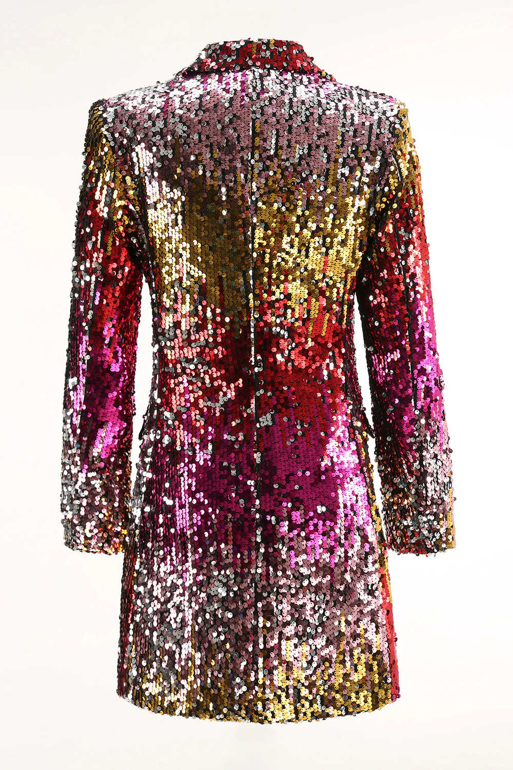 Sparkly Gold and Red Notched Lapel Women's Blazer - Image 2