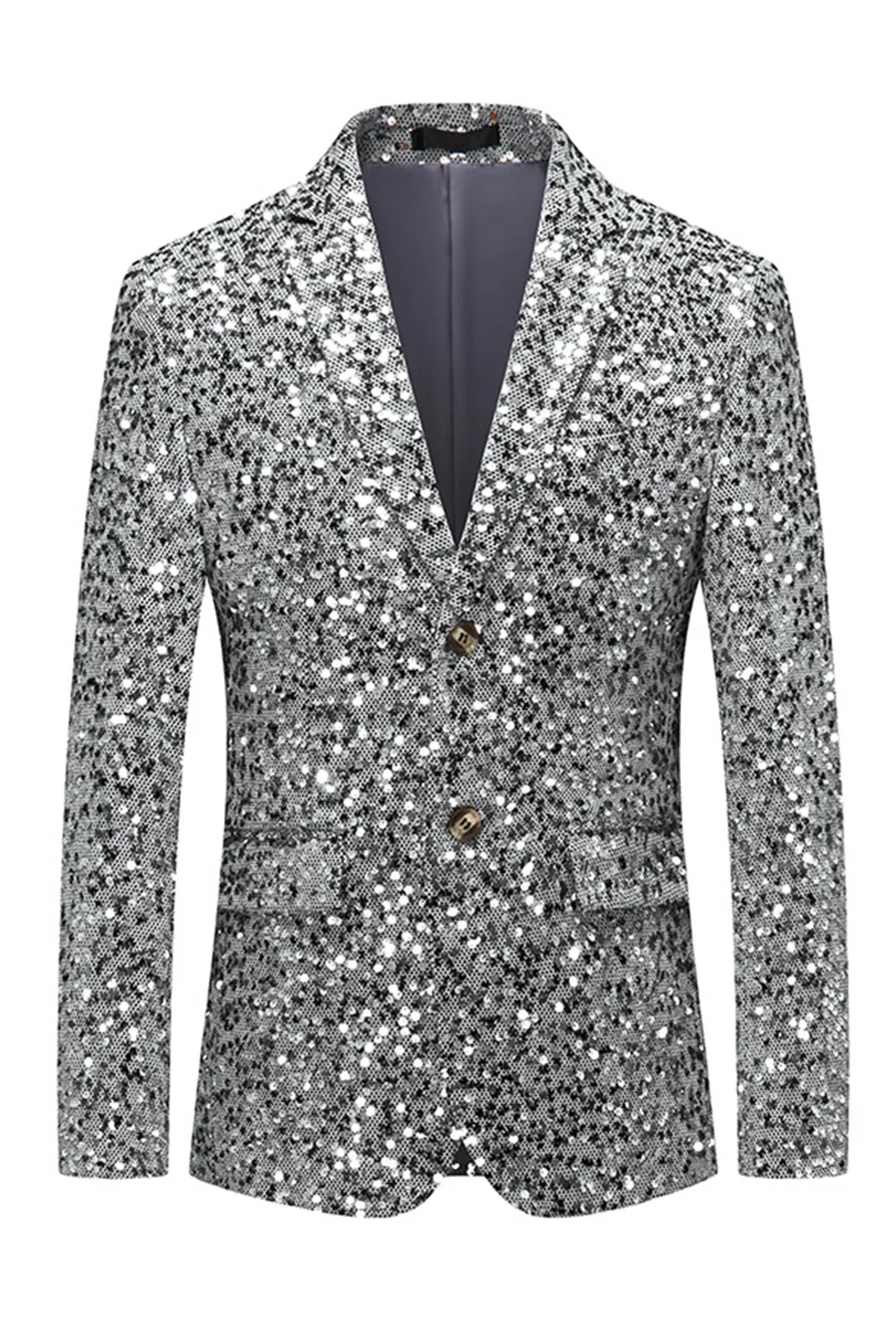 Sparkly Gold Notched Lapel Single Breasted Men's Jacket with Sequins - Image 5