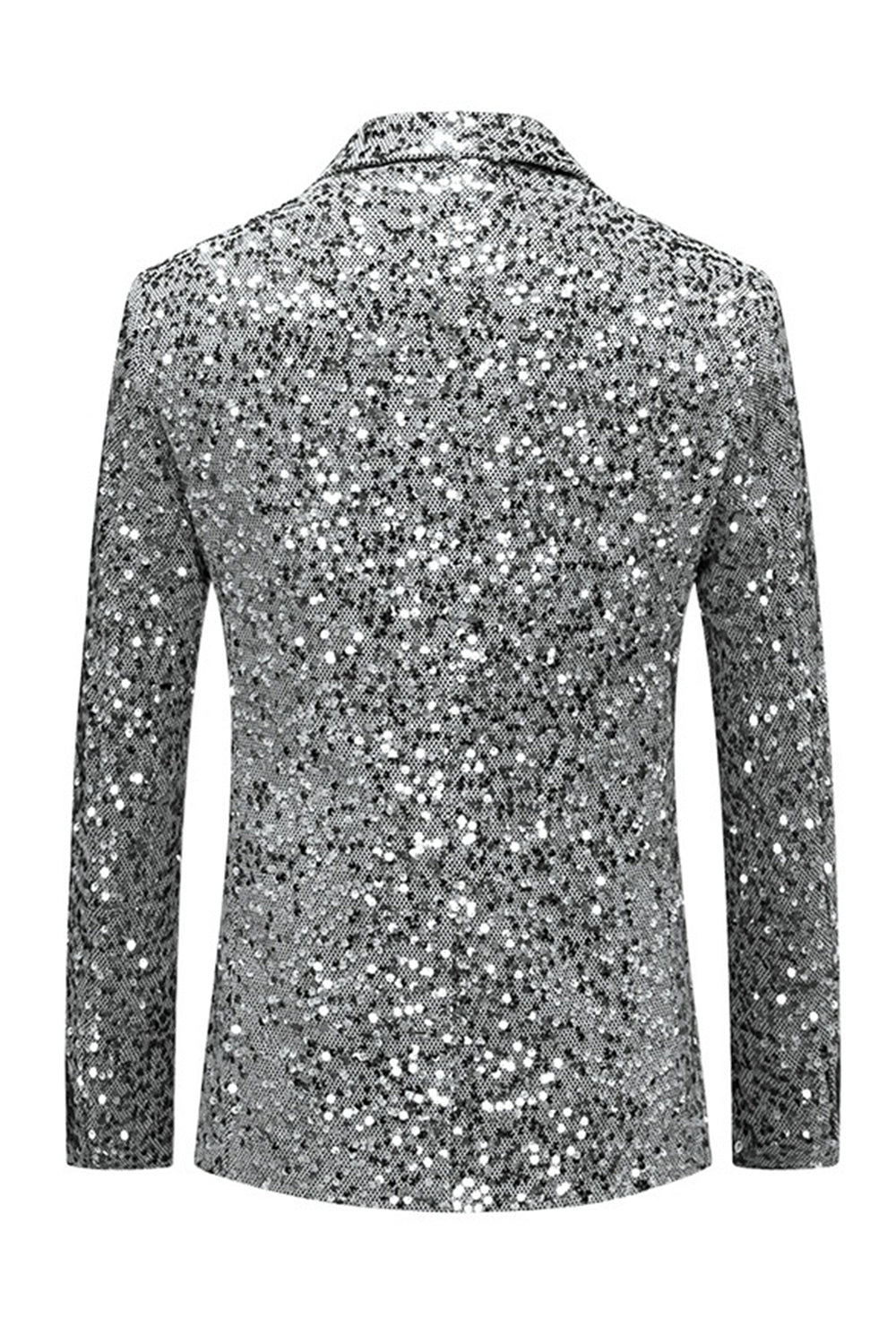 Sparkly Gold Notched Lapel Single Breasted Men's Jacket with Sequins - Image 6
