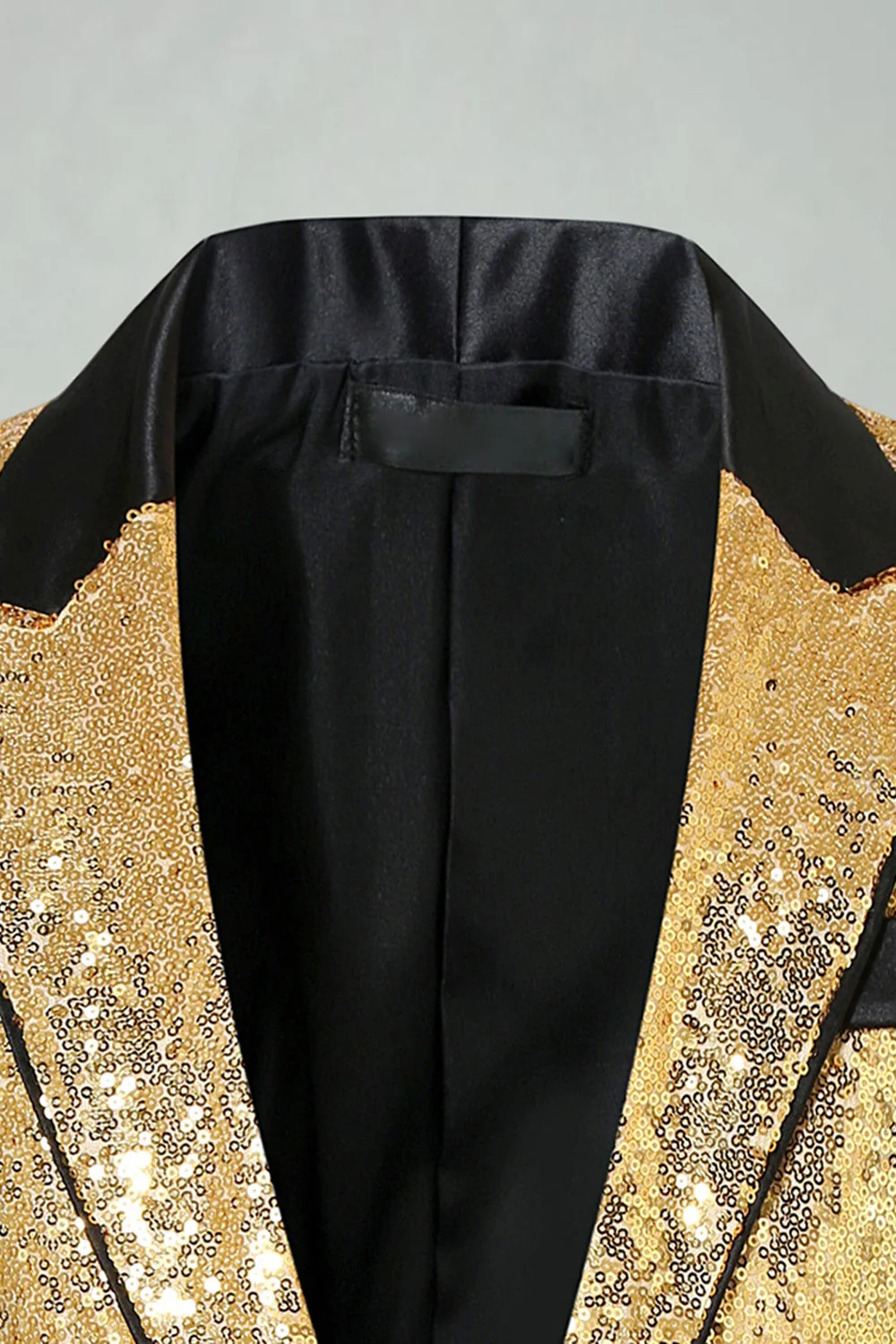 Sparkly Gold Peak Lapel Men's Prom Blazer - Image 3