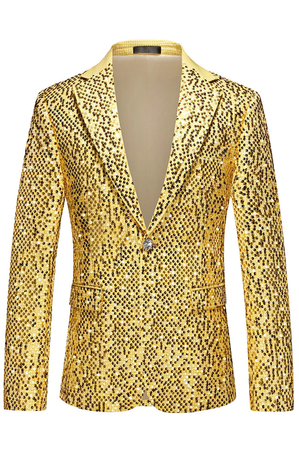Sparkly Golden Notched Lapel Sequins 2 Piece Prom Suits - Image 2