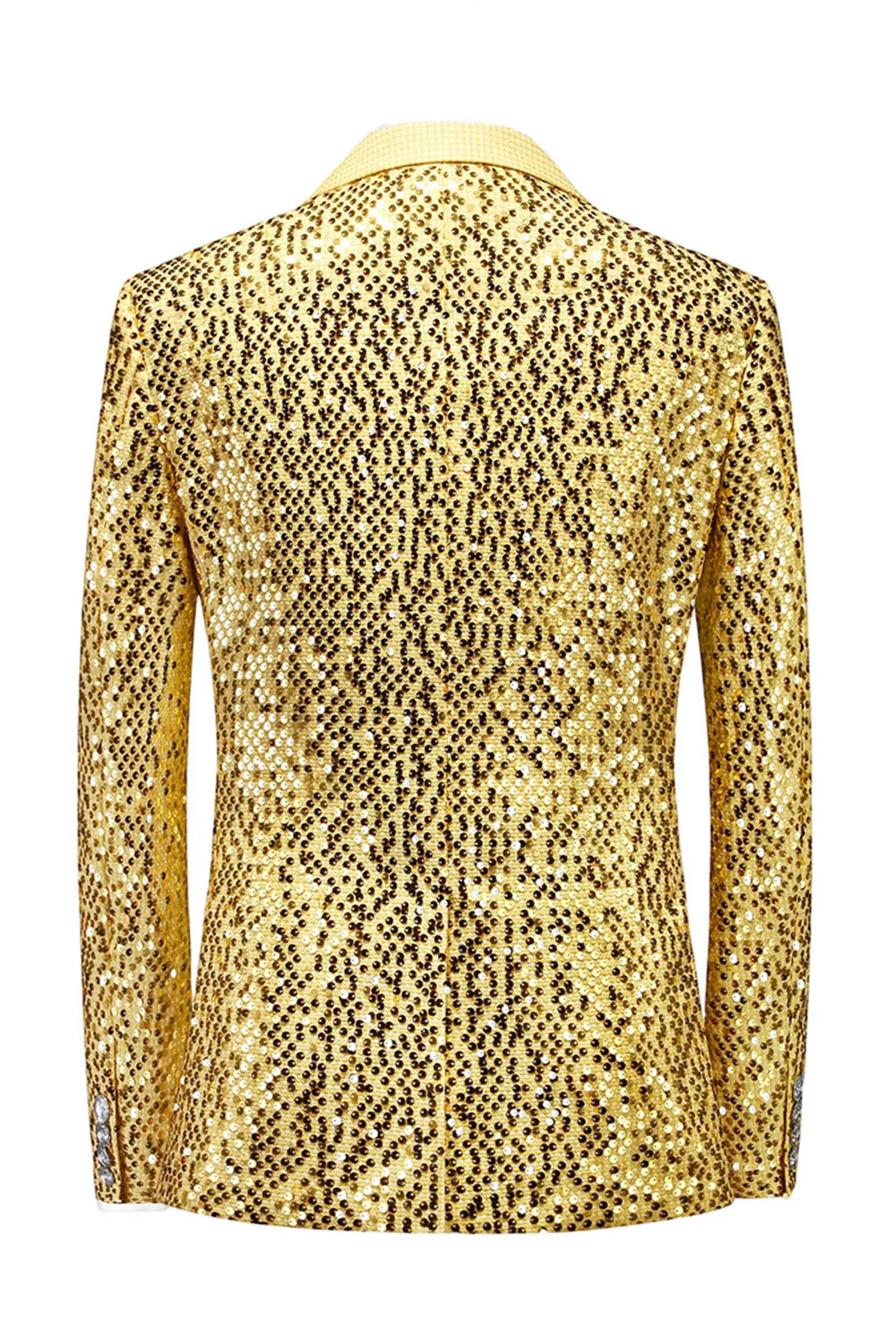 Sparkly Golden Notched Lapel Sequins 2 Piece Prom Suits - Image 3