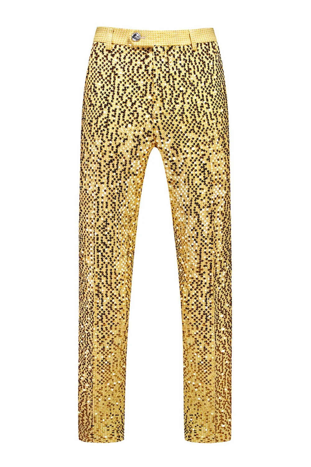 Sparkly Golden Notched Lapel Sequins 2 Piece Prom Suits - Image 4