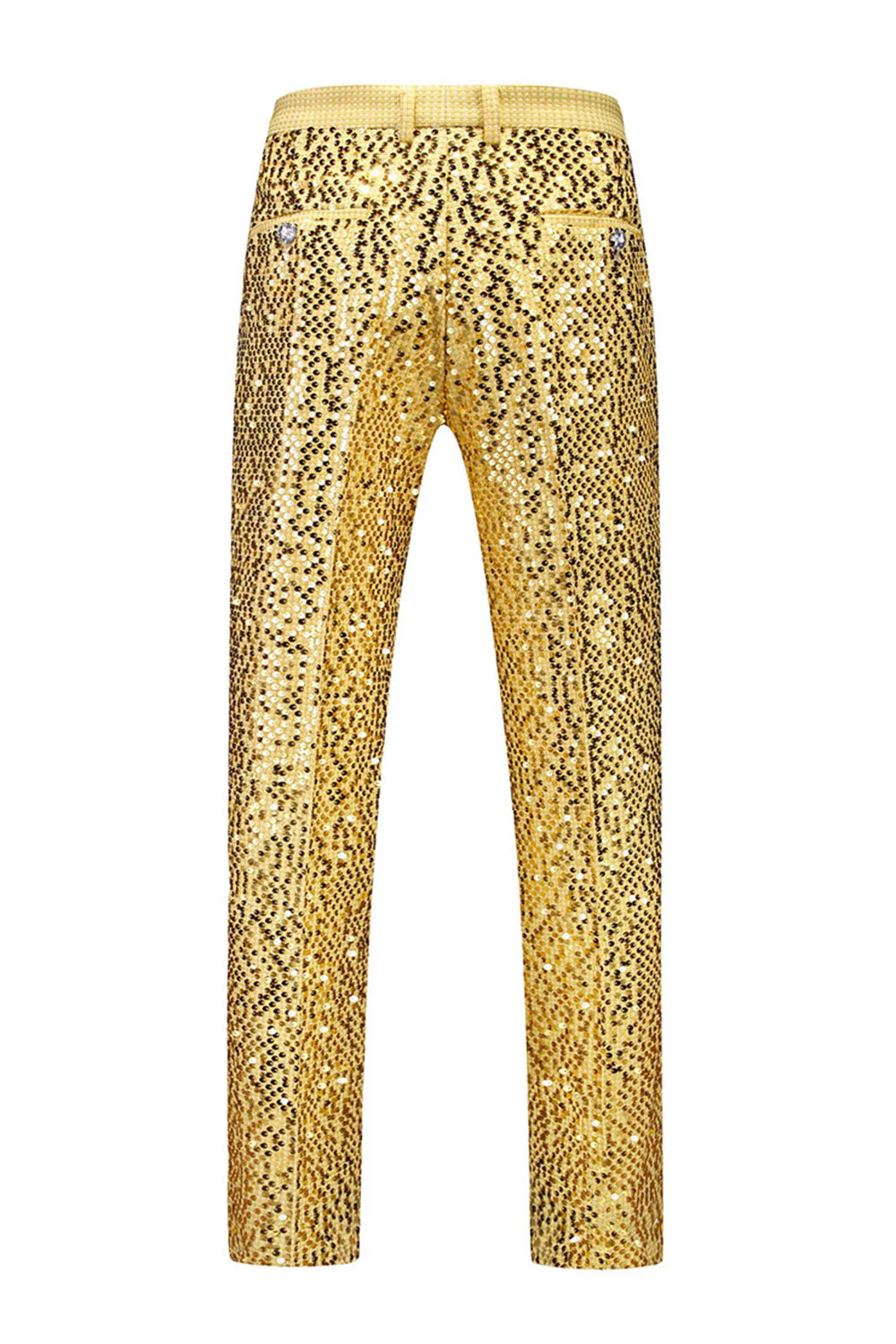 Sparkly Golden Notched Lapel Sequins 2 Piece Prom Suits - Image 5